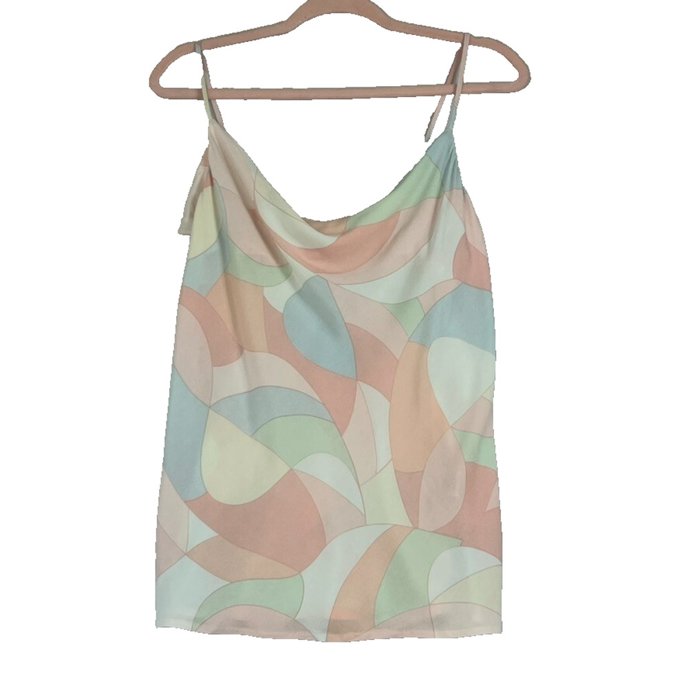 LoveStitch Cami Top Women's Size Small Pastel Abstract Cowl Neck